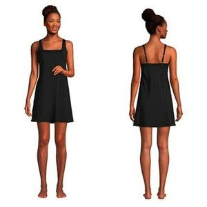 NWT Lands End Black Square Neck 1 piece Swim Dress sz Plus 2X 20W-22W $149.00